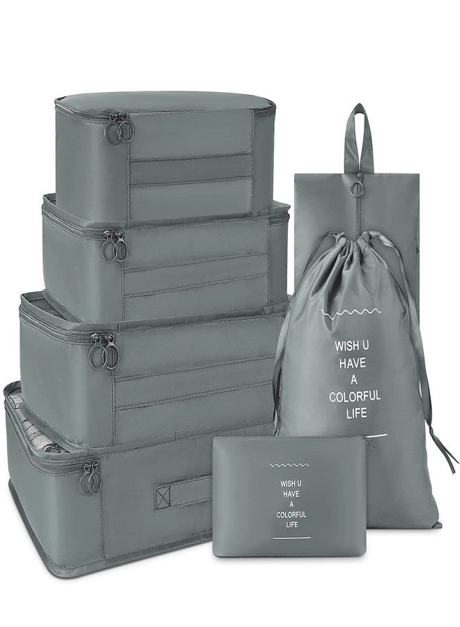 Bluwings 7 Pcs Foldable Luggage and Laundry Bag Pouch Waterproof Travel Toiletry Organizer Garment Storage Bag Portable Packing Cubes Storage Bag (1 Pc) (Grey) - Image 2